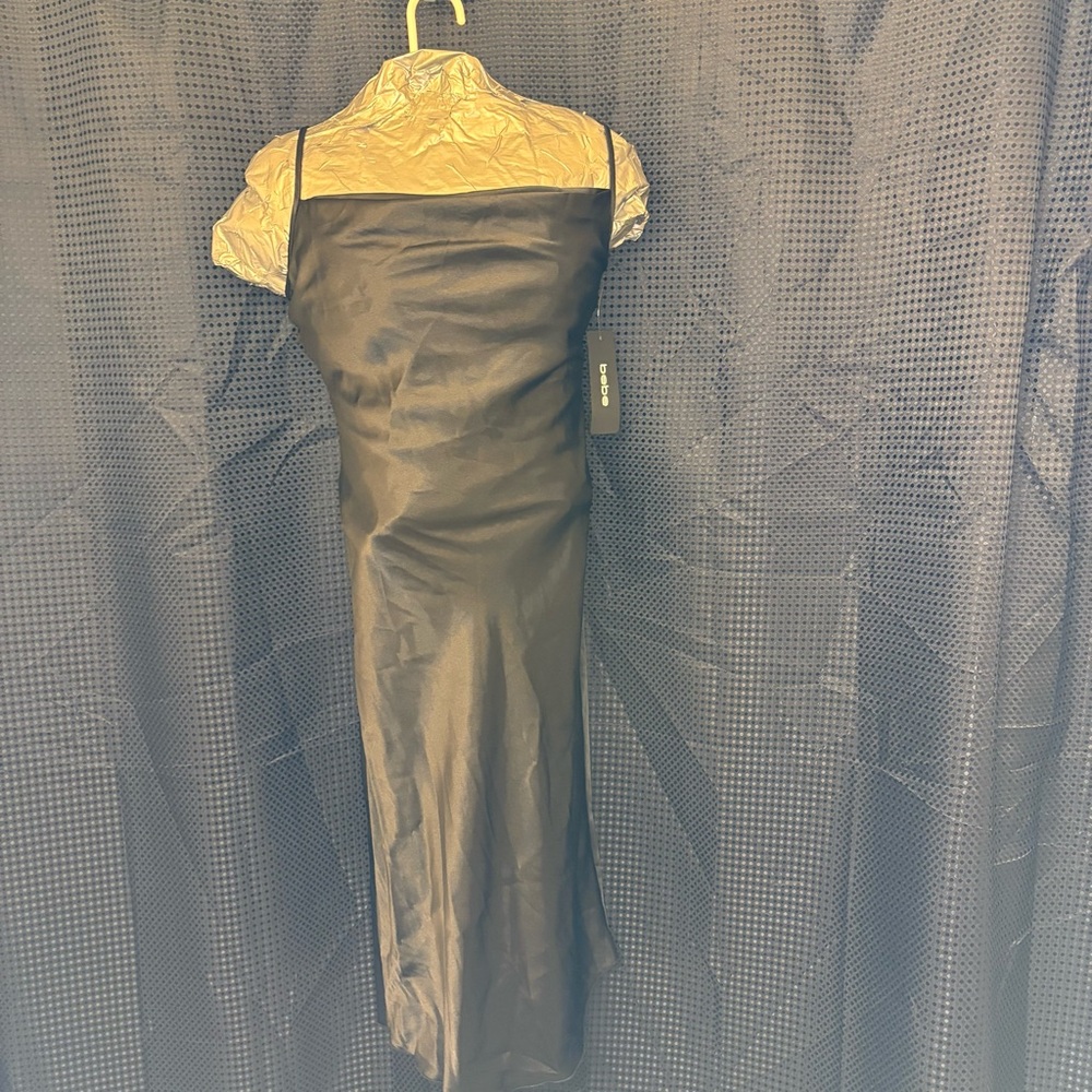 Bebe black satin slip dress - xs
